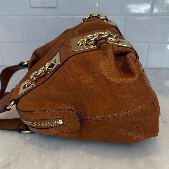 Michael Kors Bag Purse Handbag Leather Gold Chain Inner Pocket Double Strap Hobo - Picture 10 of 16